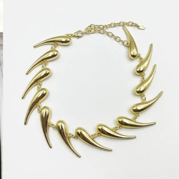 Stainless Steel Spiked Gold Choker Necklace Punk Retro - Picture 8 of 9